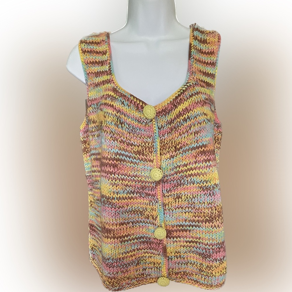 RICO Hand Knit Multicolor Sweater Tank Size Large
